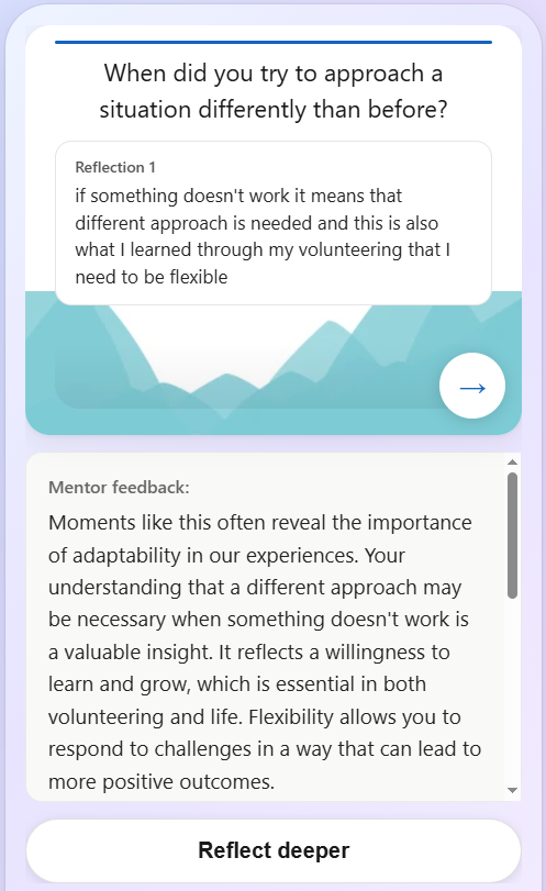 AI Mentor feedback in EVE app